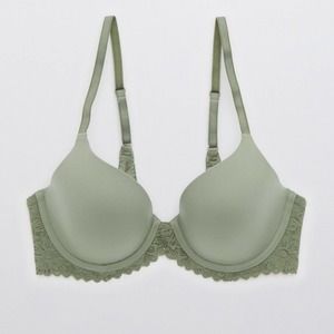 Aerie Real Bra 38D Sunnie Full Coverage Lightly Lined Rugged Green